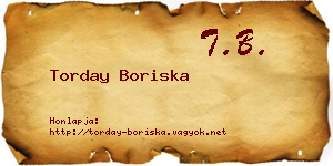 Torday Boriska névjegykártya